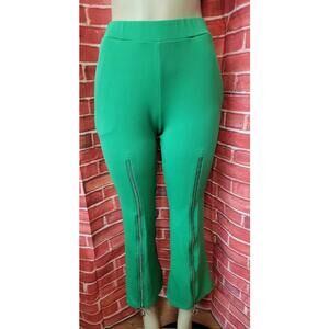 TOV Los Angeles Green Stretch Zippers Cropped  casual Women's Pants Size 40 #P1